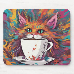 Tapis De Souris Plaque de souris à café et à chat vibrant
