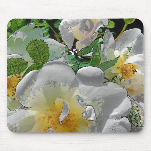 Tapis De Souris Plaque de souris à fleurs blanches (Devant)