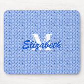 Tapis De Souris Plaque de souris à texture bleue avec monogramme (Devant)