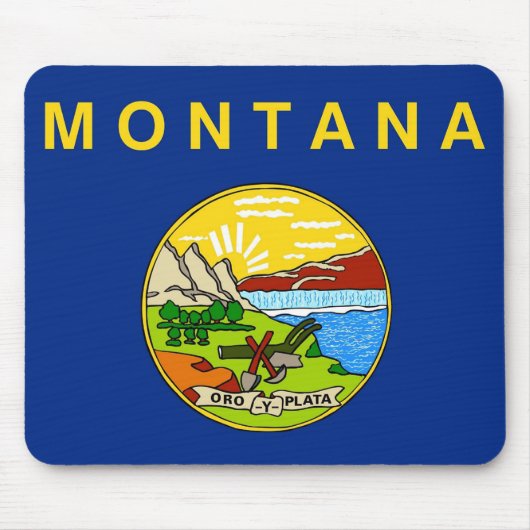 Tapis De Souris Plaque de souris avec Drapeau du Montana State - U (Devant)