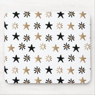 Tapis De Souris Plaque de souris Black and Gold Stars