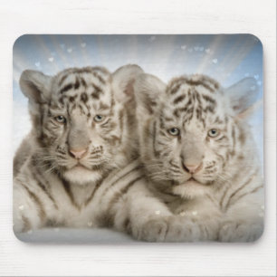 Tapis De Souris Plaque de souris blanche Tiger Cubs