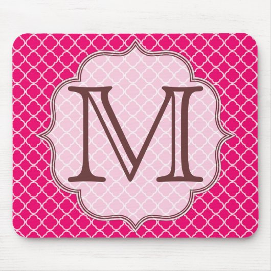 Tapis De Souris Plaque de souris monogramme en latte rose chaud (Devant)