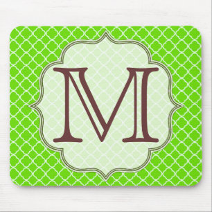 Tapis De Souris Plaque de souris Monogramme Latti vert Lime