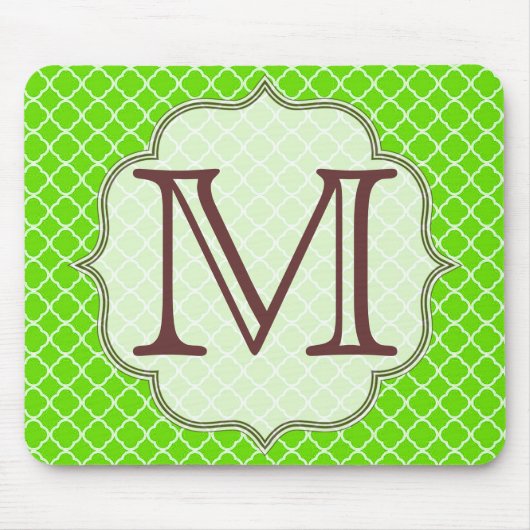Tapis De Souris Plaque de souris Monogramme Latti vert Lime (Devant)