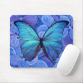 Tapis De Souris Plaque de souris - Morpho bleu/Hydrangea (Avec souris)