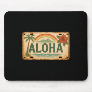 Tapis De Souris Plaque d'immatriculation Vintage Aloha Hawaï