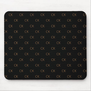 Tapis De Souris Plaques en or noir monogramme élégant minimaliste