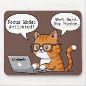 Tapis De Souris Playful Cat Design Custom Name Mouse Pad (Devant)