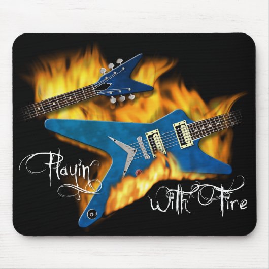 Tapis De Souris Playin avec la guitare Mousepad du feu (Devant)