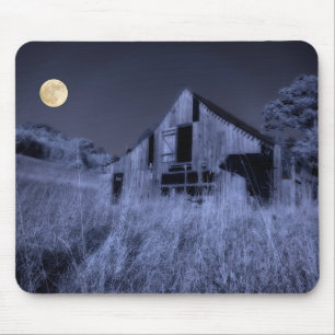 Tapis De Souris Pleine lune au-dessus Vieille grange patinée