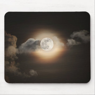 Tapis De Souris Pleine lune dans la nuit nuageuse