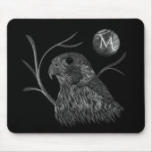 Tapis De Souris Pleine lune de faucon Monogramme noir (Devant)