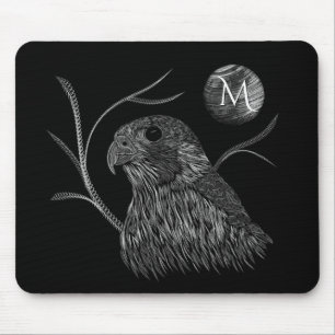 Tapis De Souris Pleine lune de faucon Monogramme noir