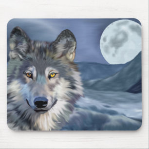 Tapis De Souris Pleine Lune Loup d'Hiver