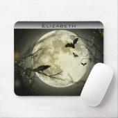 Tapis De Souris Pleine lune personnalisée avec chauves-souris et c (Avec souris)