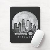Tapis De Souris Pleine lune Skyline de Chicago Illinois (Avec souris)