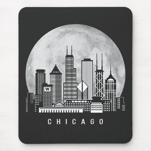 Tapis De Souris Pleine lune Skyline de Chicago Illinois (Devant)