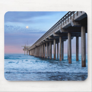 Tapis De Souris Pleine lune sur la jetée, Californie