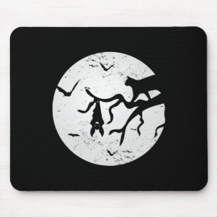 Tapis De Souris Pleine lune vintage Chat Bat Tree Éffrayante Hallo
