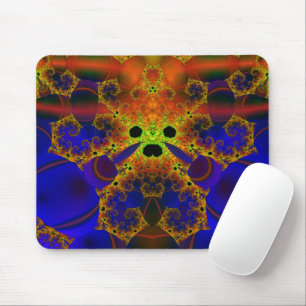 Tapis De Souris Pleurer Art fractal bleu et jaune