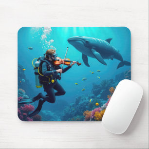 Tapis De Souris Plongeur sous-marin jouant du violon pour une bale