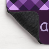 Tapis De Souris Plum moderne violet Plaid Monogramme Panier (Coin)