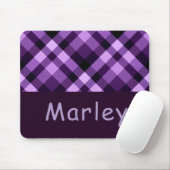 Tapis De Souris Plum moderne violet Plaid Monogramme Panier (Avec souris)
