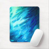 Tapis De Souris Plume Abstrait Bleu Vert (Avec souris)