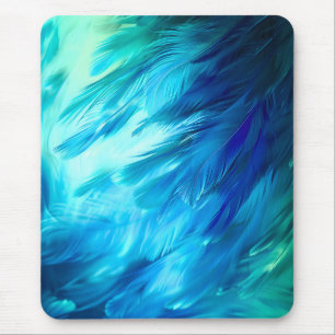 Tapis De Souris Plume Abstrait Bleu Vert