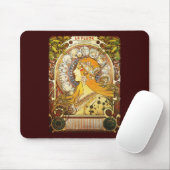 Tapis De Souris Plume de La d'Alphonse Mucha (Avec souris)