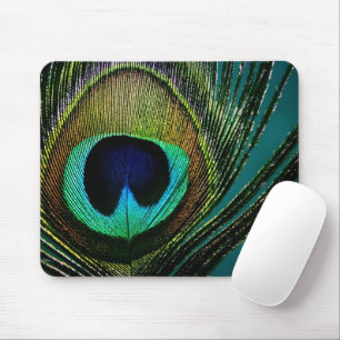 Tapis De Souris Plume de paon exotique colorée Photographie modern