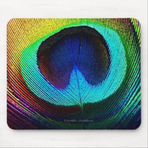 Tapis De Souris Plume de paon vibrant