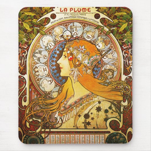 Tapis De Souris Plume Zodiaque, Mucha de La (Devant)