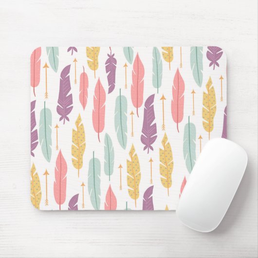 Tapis De Souris Plumes Boho Mouse pad (Avec souris)