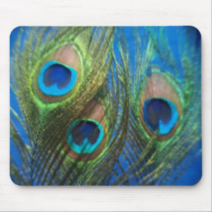 Tapis De Souris Plumes de paon bleu Mousepad