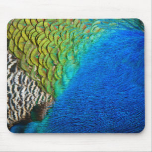 Tapis De Souris Plumes de paon IV Nature abstraite colorée