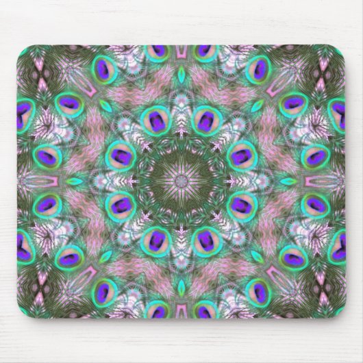 Tapis De Souris Plumes de paon Mandala Mousepad géométrique (Devant)