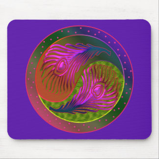 Tapis De Souris Plumes de paon Yin Yang 2