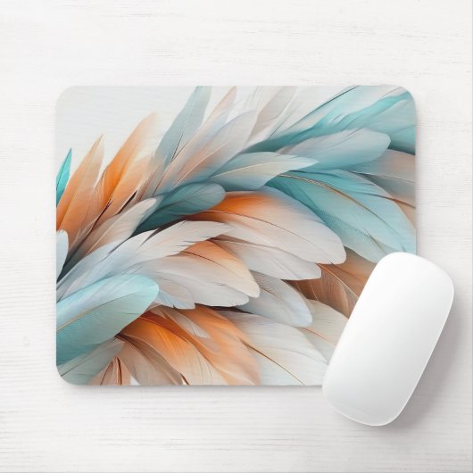 Tapis De Souris Plumes pastel doux (Avec souris)
