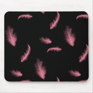 Tapis De Souris Plumes roses Sur Noir