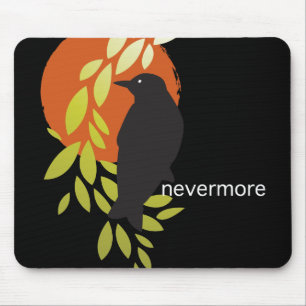 Tapis De Souris Plus jamais - Raven et lune par Poe
