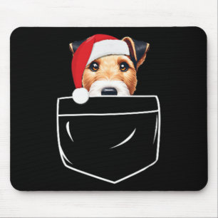 Tapis De Souris Poche de Noël Feu Fox Terrier Chien Santa Hat