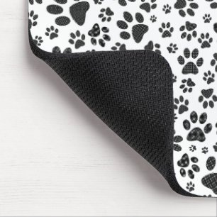 Tapis De Souris Poches de chien noir et blanc Poka Dot