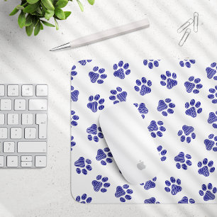 Tapis De Souris Poches de Doodle, Paws de Chien, Paws Bleus de Mar
