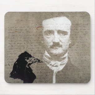Tapis De Souris Poe And The Raven Grunge Digital Art