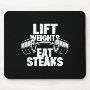 Tapis De Souris Poids Lift Manger Steaks Drôle Gym Fitness Motivat