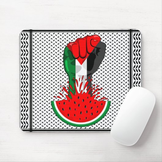 Tapis De Souris Poing de résistance palestinienne sur le symbole d (Avec souris)