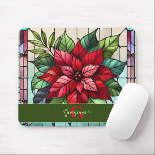 Tapis De Souris Poinsettia en verre de Fête personnalisée