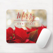 Tapis De Souris Poinsettias rouges avec Golden Bokeh Noël (Avec souris)